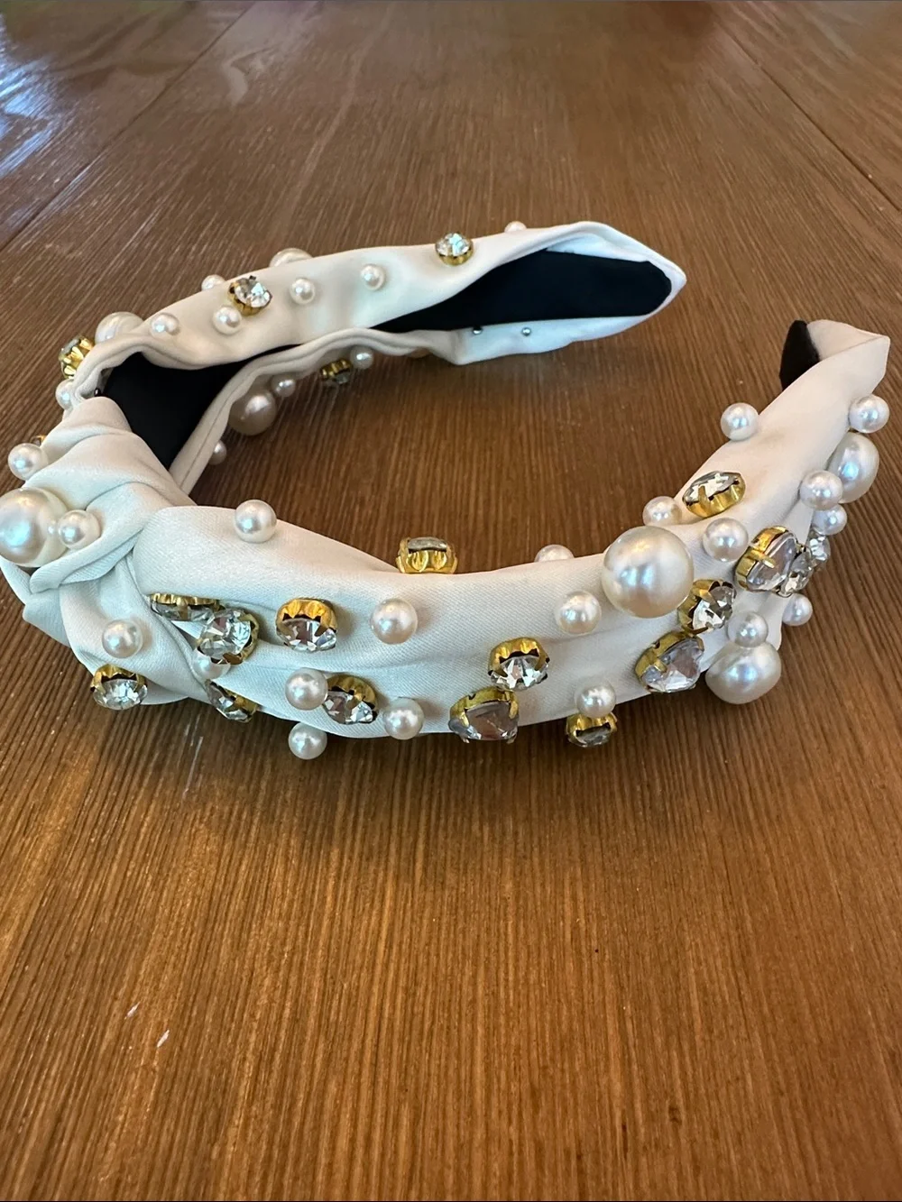 Embellished Pearl & Crystal Knotted Headband - Picture 3 of 4
